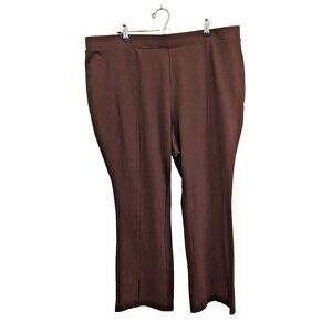 Ava & Viv Plus Size High Rise Split Front Ponte Pants Size 2x Rich Brown Boho